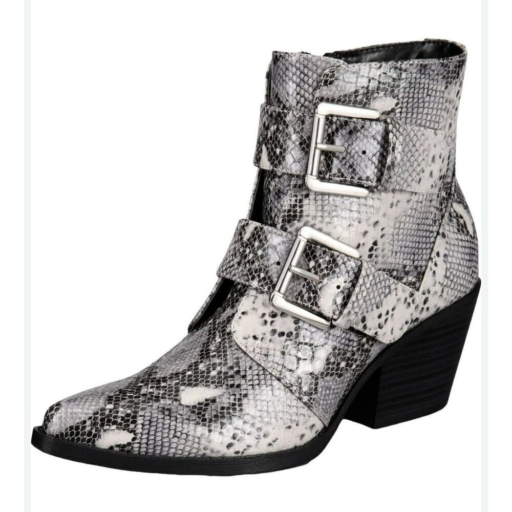 ESPRIT Alyvia Snake Print Ankle Boot Block Heel Size 9